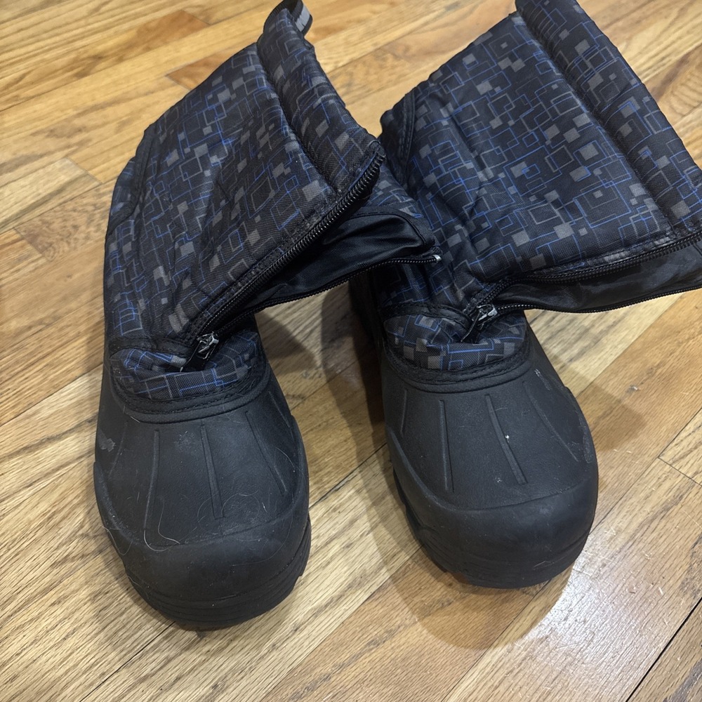 Northside Kids Thermolite Snow Boots Size 7 Winter Waterproof Black Blue Shoes